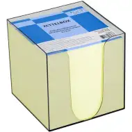 Spirit: Gelber Notizblock in einem transparenten Behälter, 900 Blatt, 9x9x9 cm