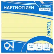 Spirit: Liniertes Pastellgelb 100-Blatt selbstklebender Notizblock 75x75mm