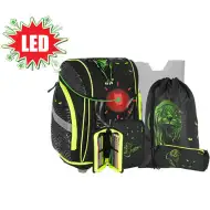 Spirit: Panther 3D-Muster, LED-Klett-Schulranzen, Rucksack 5-teiliges Set