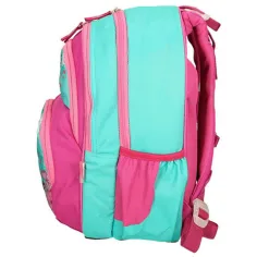 Spirit: Rosa-türkisfarbener, eulenmusteriger, abgerundeter, ergonomischer Schulranzen, Rucksack 40x20x18cm Bild 3