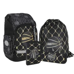 Spirit: Schultasche/Rucksack mit Basketballmuster, 4-teiliges Set, 32×19×44 cm