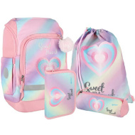 Spirit: Schultasche mit Herzmotiv, Rucksack, 4-teiliges Set, 32x19x44 cm