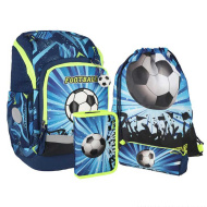Spirit: Schultasche und Rucksack mit Fußballmuster, 4-teiliges Set, 32 x 19 x 44 cm