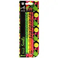 Spirit: Schwarzer dreieckiger HB-Bleistift mit Handabdruckmuster und Radiergummi, 4er-Set