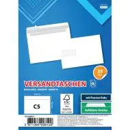 Spirit: Weißer Briefumschlag mit linkem Fenster C5 22,9x16,2cm 25er Packung