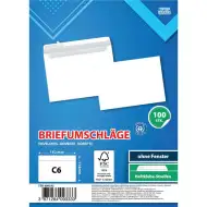 Spirit: Weißer Umschlag C6 11,4x16,2cm 100 Stück Packung