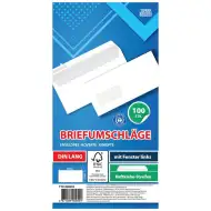 Spirit: Weißes Kuvert mit linkem Fenster LA/4 11x23cm, 100 Stück Packung