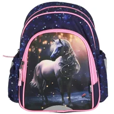 Spirit: Weißes Pferdemuster abgerundeter Schulranzen, Rucksack 24x13x31cm Bild 4