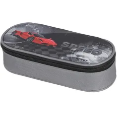 Spirit: ovales Federmäppchen mit Speed-Sportwagen-Motiv, 20 x 10 x 6 cm