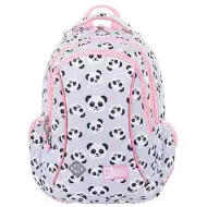 St.Right Grey Panda rosa-grau Pandamuster Schulranzen mit drei Fächern, Rucksack 39x27x17 cm