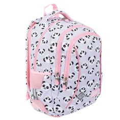 St.Right Grey Panda rosa-grauer Pandamuster-Schulranzen mit drei Fächern, Rucksack 39x27x17 cm Bild 3