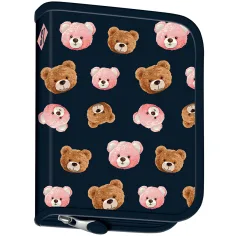 St.Right Teddybär-Motiv Klapp-Federmäppchen PC03 20,5x14x3,5cm Bild 2