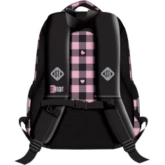 St.Right rosa-schwarzer Schulrucksack mit Herzmuster, Rucksack BP26 39x27x17 cm Bild 2