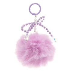 Tasche mit Pompon und perlenverzierter Schleife - lila