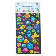The Littlies: 3D-Puffaufkleber-Set mit Raumschiff-Muster auf einem 10x22cm Bogen