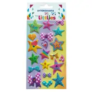 The Littlies: 3D-Puffaufkleber-Set mit Sternenmuster auf einem 10x22cm Bogen