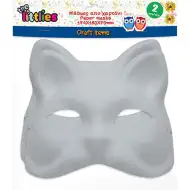 The Littlies: Dekorierbare weiße Papiergesichtsmaske in Katzenform, 2er-Set