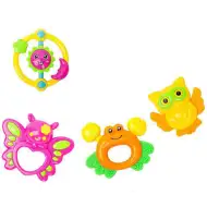 Tierspielzeug und Beißring 4er-Set