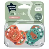 Tommee Tippee: FunFriends 2er-Pack orthodontische Schnuller-Set in verschiedenen Ausführungen (18-36 Monate)