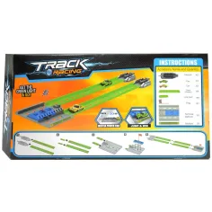 Track Racing: Beschleunigungsrennstrecke mit Zielflagge und 2 kleinen Autos im Maßstab 1/64 Bild 2