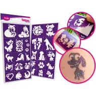 TyToo: Glitzer-Tattoo-Schablonen-Set Hunde und Katzen, 27 Stück