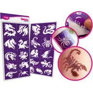TyToo: Glitzertattoo Schablonenset Drachen und Echsen, 21 Stück
