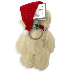 Weißer Plüschbär-Schlüsselanhänger mit Weihnachtsmannmütze, 12 cm Bild 2