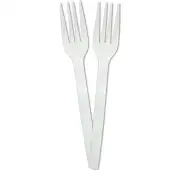 Weißes wiederverwendbares Gabel-Set, 10 Stück