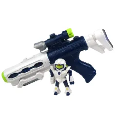 Weltraumwaffe: Projektor-Raumwaffe mit Roboterfigur, Licht und Ton, 34 cm Bild 2