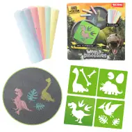 World of Dinosaur: Straßenkreide-Set mit Dinosaurier-Schablone