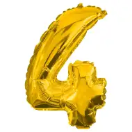 Zahlreiche Folienballons in Goldfarbe – Zahl 4, 86 cm