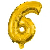 Zahlreiche Folienballons in Goldfarbe – Zahl 6, 86 cm