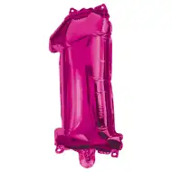 Zahlreiche Folienballons in Pink – Zahl 1, 96 cm