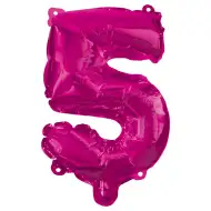 Zahlreiche Folienballons in Pink – Zahl 5, 96 cm