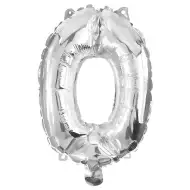 Zahlreiche Folienballons in Silber – Zahl 0, 32 cm