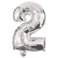 Zahlreiche Folienballons in Silber – Zahl 2, 86 cm