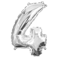 Zahlreiche Folienballons in Silber – Zahl 4, 32 cm