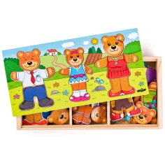 Anziehbare Bärenfamilie Holzpuzzle - Woodyland Bild 2