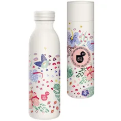 Ars Una: Cream Hibiscus doppelwandige Metallflasche in Geschenkbox 600ml