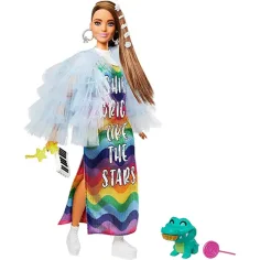 Barbie: Extravagante Puppe im Regenbogenkleid - Mattel Bild 2