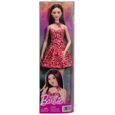 Barbie: Fashionista Freundinnen mit braunen Haaren stilvolle Modepuppe im Leopardenmuster-Kleid – Mattel