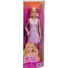 Barbie: Fashionista Freundinnen stilvolle Modepuppe in Gips in rosa kariertem Kleid – Mattel
