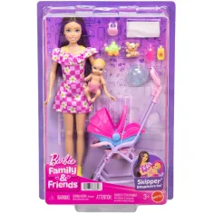 Barbie Puppe im Blumenkleid Babysitter Spielset - Mattel