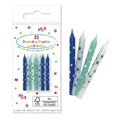 Blaue Geburtstagskerzen 12St.