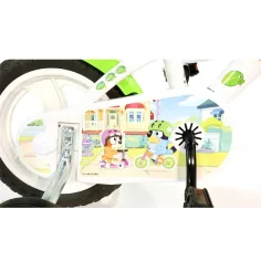 Bluey 12” Kinderfahrrad mit Flaschenhalter und Stützrädern in Weiß-Blau-Grün – Dino Bikes Fahrrad Bild 4