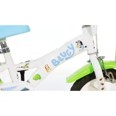 Bluey 12” Kinderfahrrad mit Flaschenhalter und Stützrädern in Weiß-Blau-Grün – Dino Bikes Fahrrad Bild 5