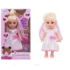 Brautpuppe mit Schleier und Zubehör