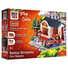 Brick Trick aus Ziegeln bauen: Meine Stadt Feuerwehr 50-teiliges Konstruktionsspielzeug - Trefl