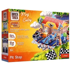 Brick Trick aus Ziegeln bauen: My City Pit Stop 50-teiliges Konstruktionsspielzeug - Trefl