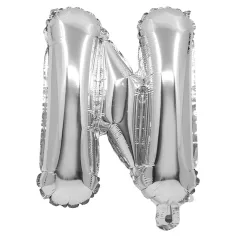 Buchstabenförmiger Folienballon in Silber – Buchstabe N, 32 cm